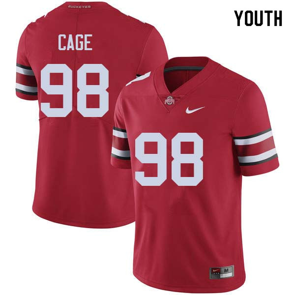 Youth #98 Jerron Cage Ohio State Buckeyes College Football Jerseys Sale-Red